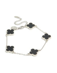 Mens Waterproof Stainless Steel Black Clovers Chain Bracelet - link has visual effect only
