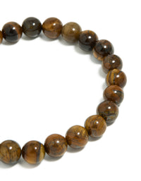 Mens Waterproof  Stainless Steel Tiger's Eye Beaded Bracelet - link has visual effect only