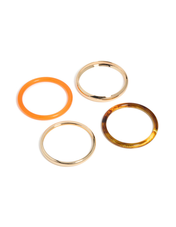 Gold & Brown Acrylic Bangles 4-Pack
