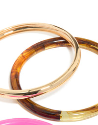 Gold & Pink Acrylic Bangles 4-Pack - link has visual effect only