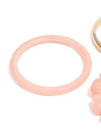 Pink Acrylic & Gold Smooth Bracelets 3-Pack - link has visual effect only