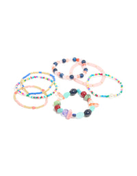 Multicoloured Irregular Beaded Stretch Bracelets 7-Pack - link has visual effect only