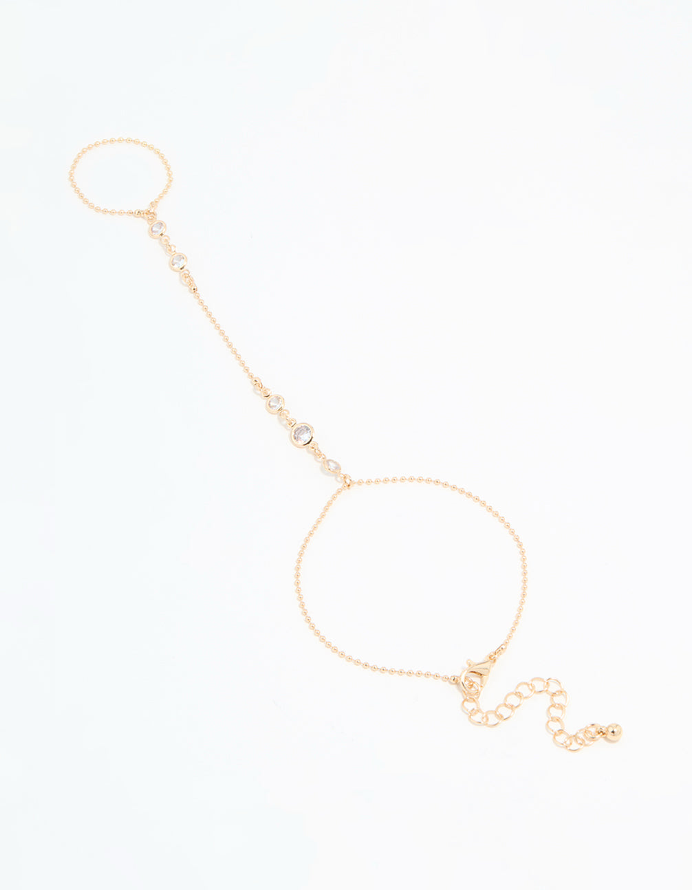 Gold Cubic Zirconia Bezel Hand Chain