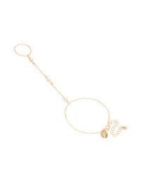 Gold Cross Pendant Hand Chain - link has visual effect only