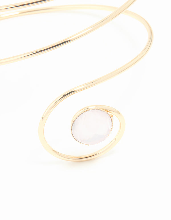 Gold Clear Gem Swirl Arm Cuff