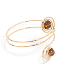 Gold Swirl & Brown Stones Arm Cuff - link has visual effect only