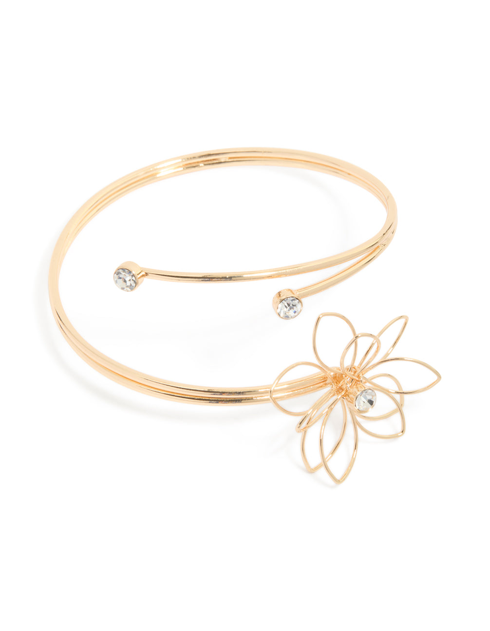 Gold Diamante Flower Arm Cuff