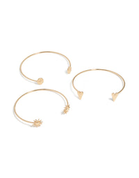 Gold Open Mixed Designed Arm Cuffs 3-Pack - link has visual effect only