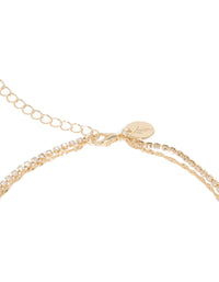 Gold Cubic Zirconia Tennis Double Layered Waist Chain - link has visual effect only