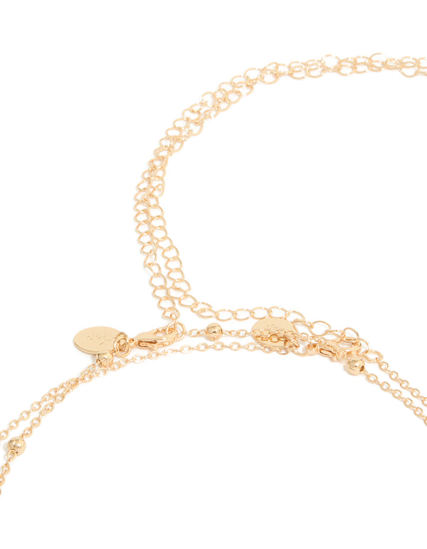 Gold Turquoise Semi Precious Stone & Gold Ball Layered Waist Chain