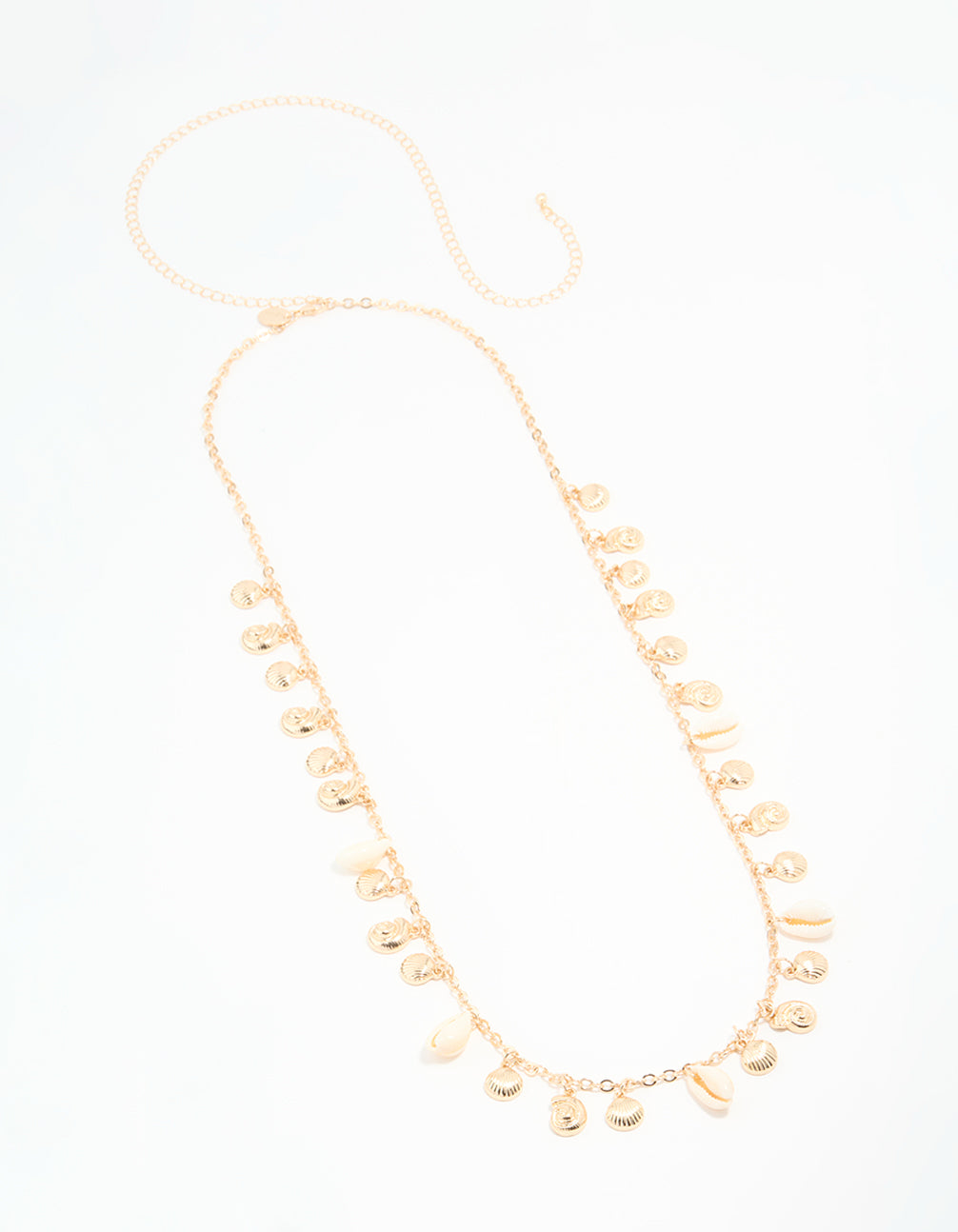 Genuine Shell & Gold Ribbed Shell Waist Chain