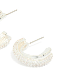 Silver Plated Cubic Zirconia Hoop Earrings - link has visual effect only