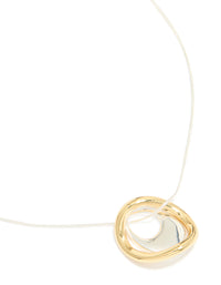 Mixed Metal Plated Organic Shape Pendant Necklace - link has visual effect only