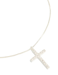 Silver Plated Diamante Cross Fine Chain Necklace - link has visual effect only
