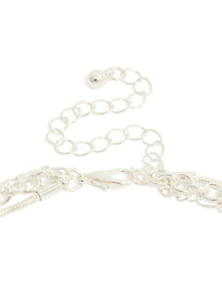 Silver Plated Chain & Diamante Heart Layered Necklace - link has visual effect only