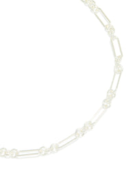 Silver Plated Long Figaro Chain Necklace - link has visual effect only