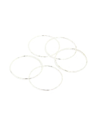Silver Plated Textured Bangles 5-Pack - link has visual effect only