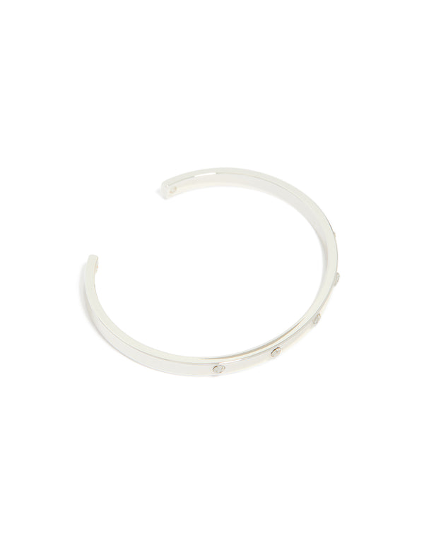 Featuring silver plated diamante wrist cuff with statement style front view
