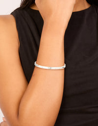 Crafted from silver plated material, this diamante wrist cuff in statement style on wrist view - link has visual effect only