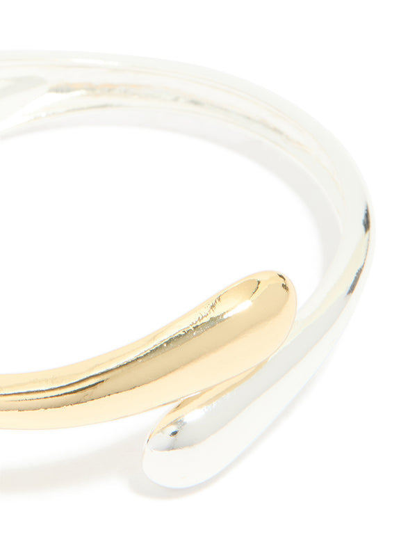 Mixed Metal Plated Wrap Around Bangle