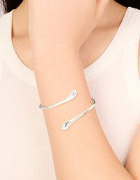 Silver Plated Curved Wrap Hinged Bangle - link has visual effect only