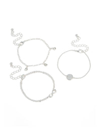 Silver Diamante Infinity Circle Bracelets 3-Pack - link has visual effect only