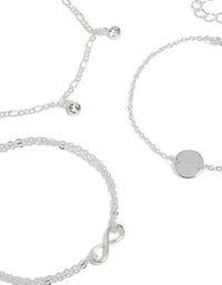Silver Diamante Infinity Circle Bracelets 3-Pack - link has visual effect only