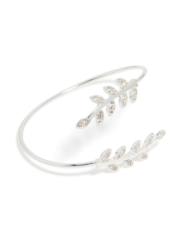 Silver Leaf Wrap Around Wrist Cuff