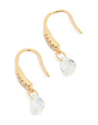 Gold Plated Floating Cubic Zirconia Hook Earrings - link has visual effect only