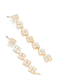 Gold Plated Cubic Zirconia Multi Flower Drop Earrings - link has visual effect only