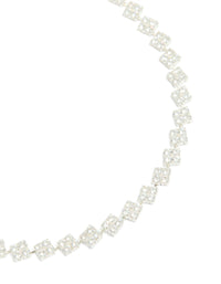 Silver Plated Cubic Zirconia Multi Flower Necklace - link has visual effect only