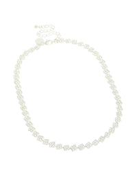Silver Plated Cubic Zirconia Multi Flower Necklace - link has visual effect only