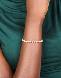 Silver Plated Cubic Zirconia Multi Flower Tennis Bracelet - link has visual effect only