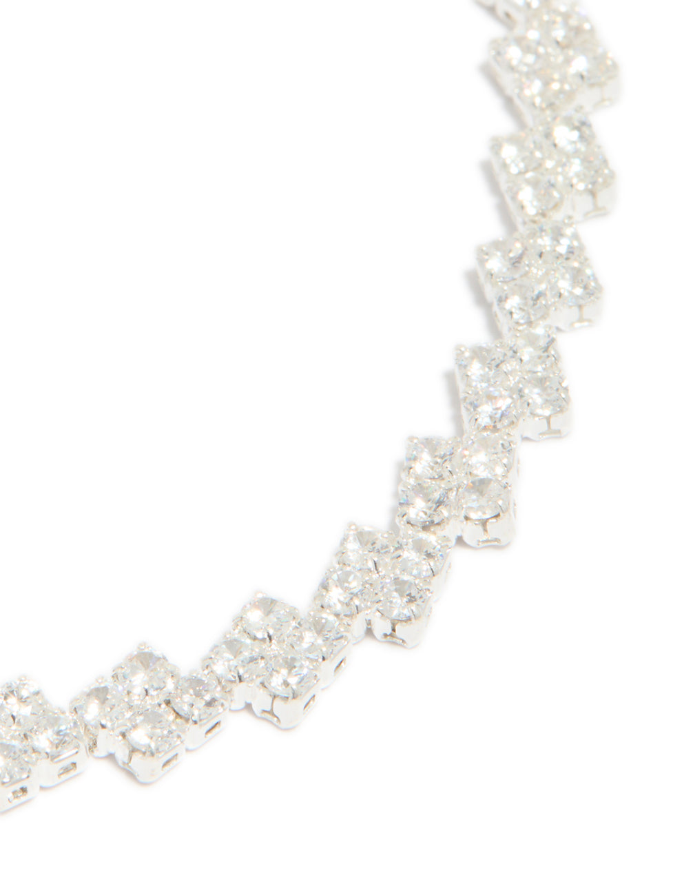 Crafted from silver plated cubic zirconia multi flower tennis bracelet with floral pattern close up view