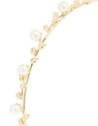 Gold Pearl & Cubic Zirconia Dainty Vine Headband - link has visual effect only