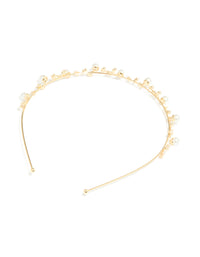 Gold Pearl & Cubic Zirconia Dainty Vine Headband - link has visual effect only
