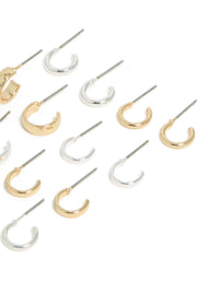 Mixed Metal Plain Open Hoop Earrings 8-Pack - link has visual effect only