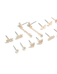 Rose Gold Butterfly Chain & Star Earrings 8-Pack - link has visual effect only