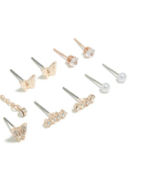Rose Gold Butterfly Chain & Star Earrings 8-Pack - link has visual effect only