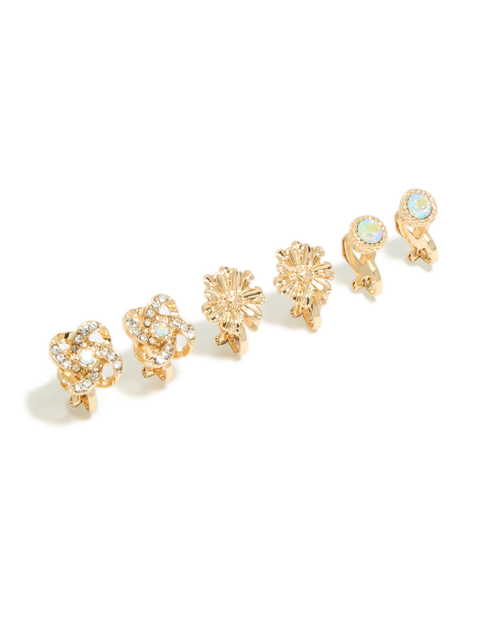 Gold Butterfly Clip On Earrings 5-Pack