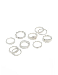Silver Signet Ribbed & Twisted Rings 10-Pack - link has visual effect only