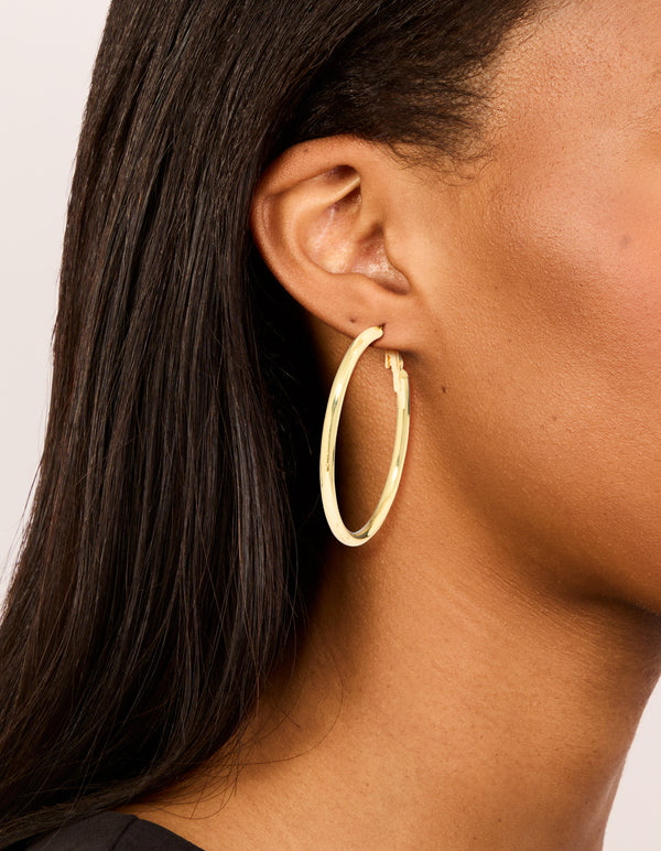 Gold Plated Thick Hoop Earrings