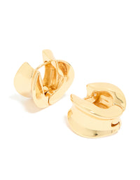 Gold Plated Organic Thick Huggie Earrings - link has visual effect only