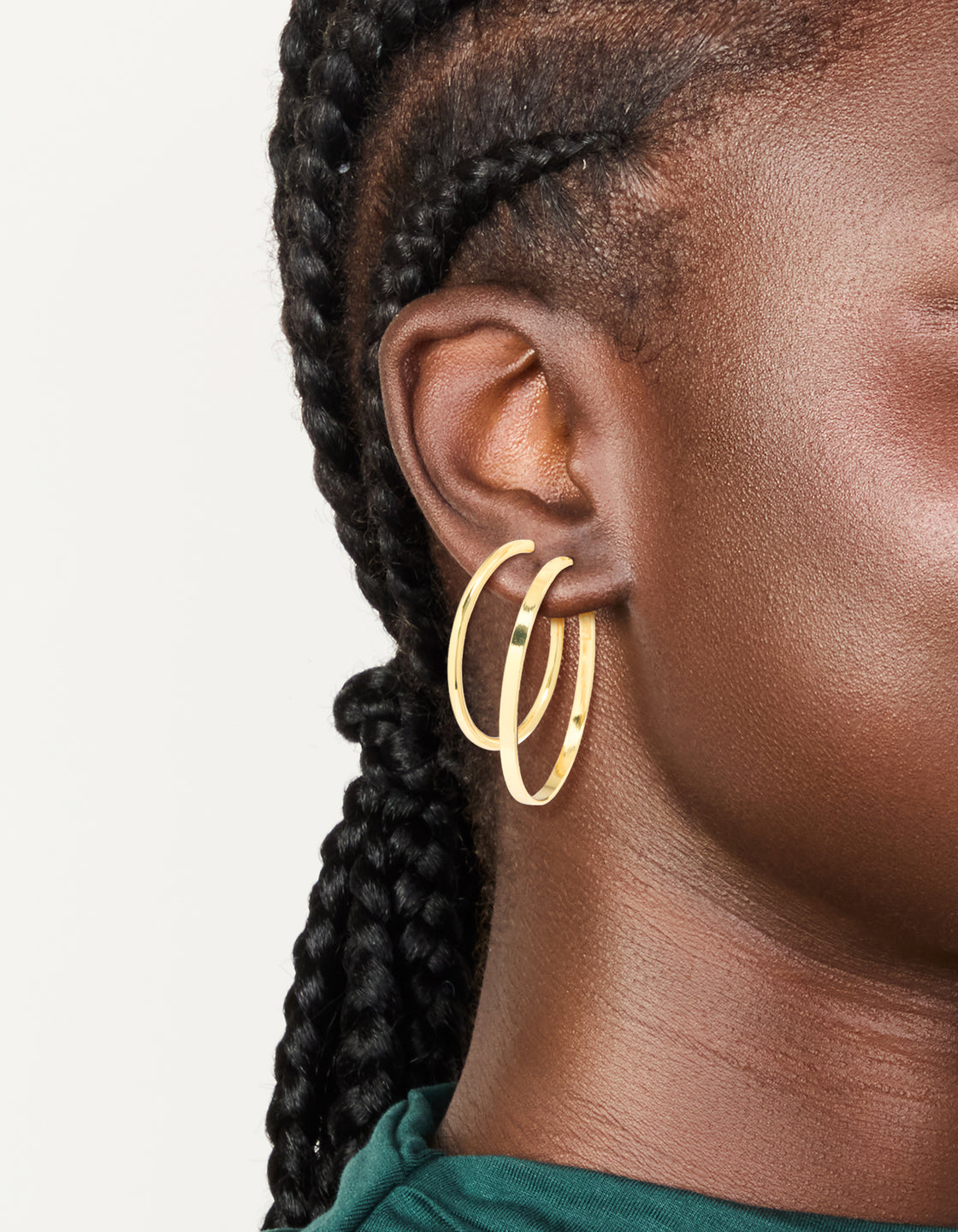 Gold Plated Thick Flat Hoop Earrings 2-Pack