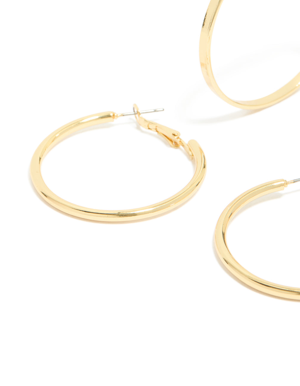 Gold Plated Thick Flat Hoop Earrings 2-Pack
