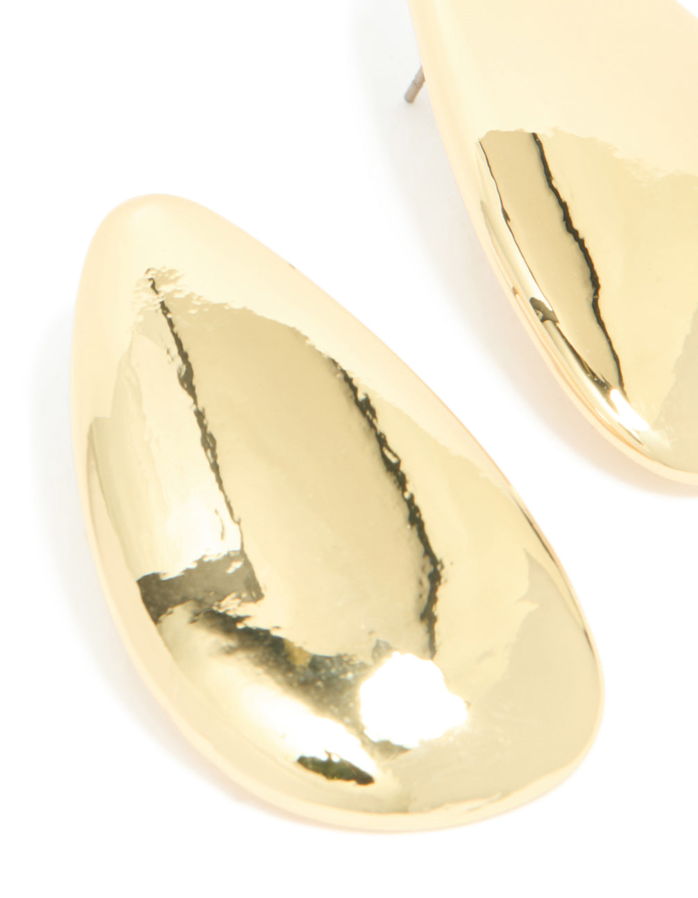 Gold Plated Organic Teardrop Statement Earrings