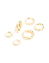Gold Plated Thick Hoop Earrings 3-Pack - link has visual effect only