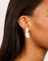 Gold Plated Cream Enamel Statement Drop Earrings - link has visual effect only