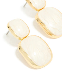 Gold Plated Cream Enamel Statement Drop Earrings - link has visual effect only