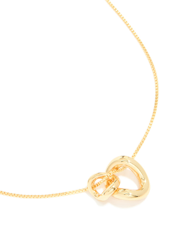 Gold Plated Small Double Organic Charm Necklace
